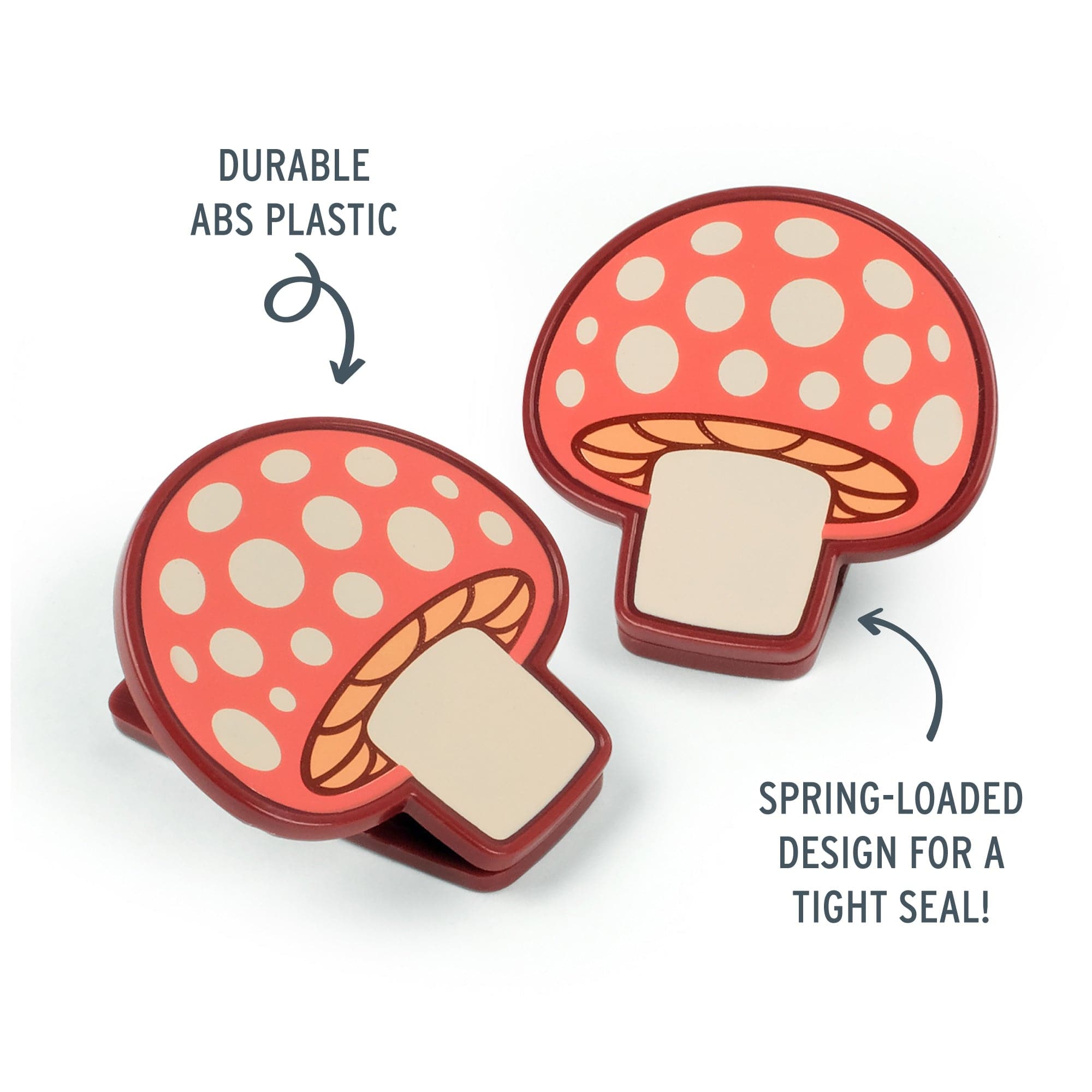 Genuine Fred Shroommates - Mushroom Bag clips: Durable ABS plastic. Spring loaded design for a tight seal