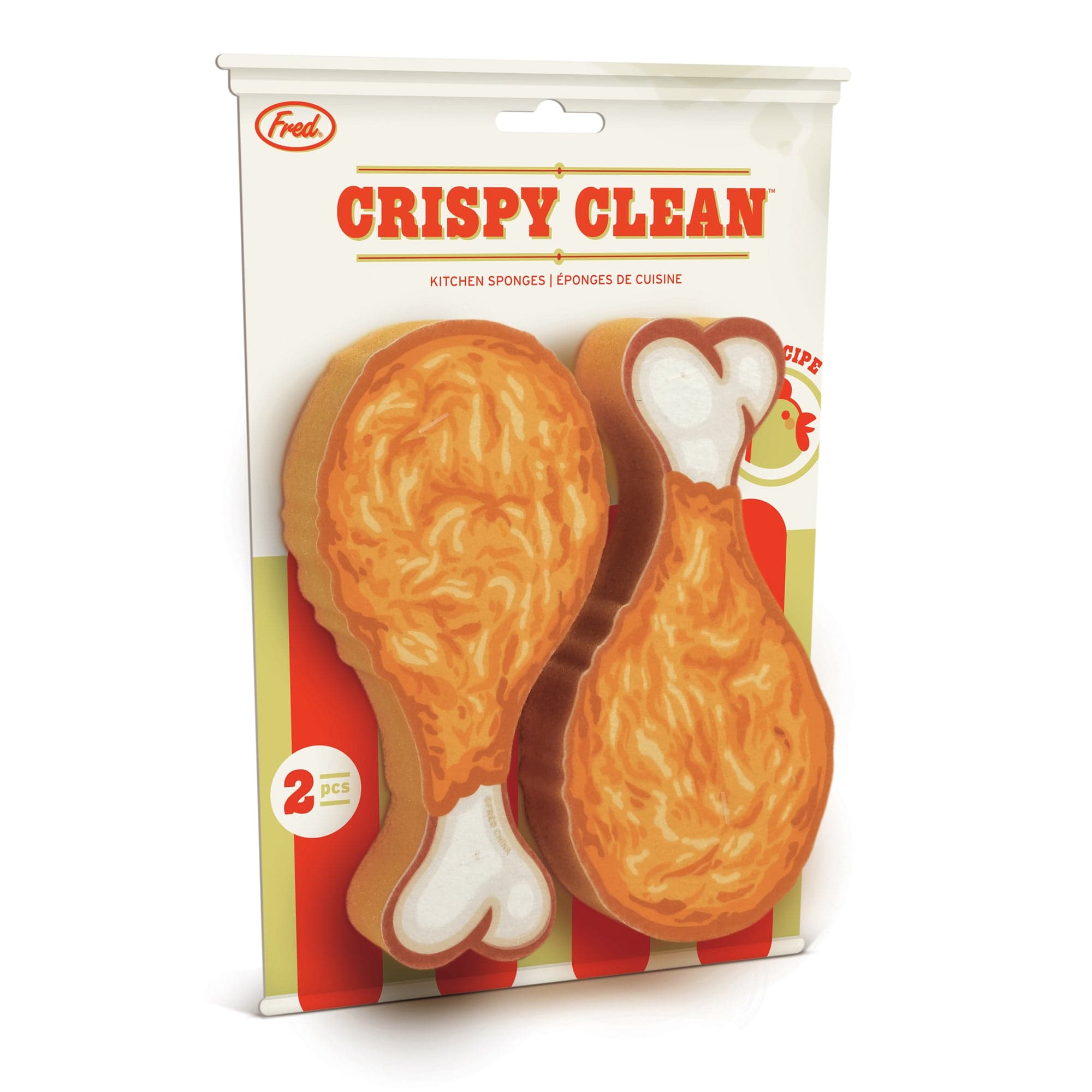 Fried chicken kitchen sponges on packaging