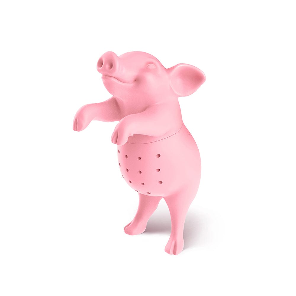 A silicone tea infuser that looks like a pink pig